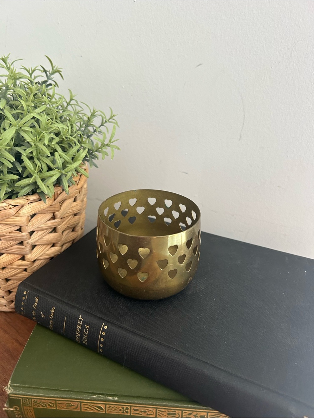 Solid Brass Hearts Votive Round Tea Light Candle Holders Globe Vintage